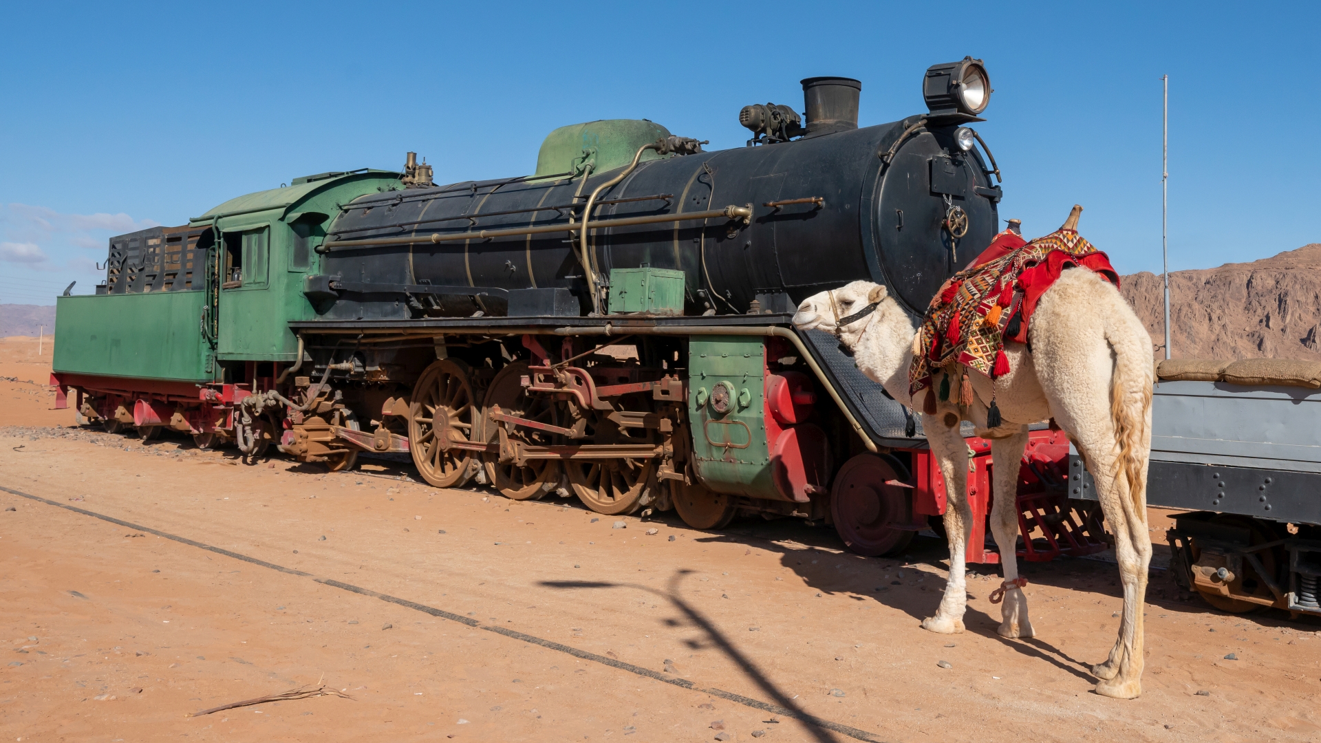 original Al Hijaz Zug aus der arabischen Revolte (1917) in Wadi Rum Station, Jordanien – Foto: © Roland Rodenberg